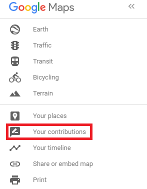 Google Maps menu