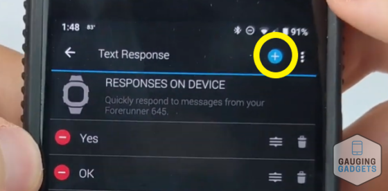 Customize text responses Garmin Forerunner 645 tutorial Connect custom message